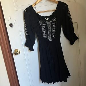 Lovestitch Black Dress with White Embroidery